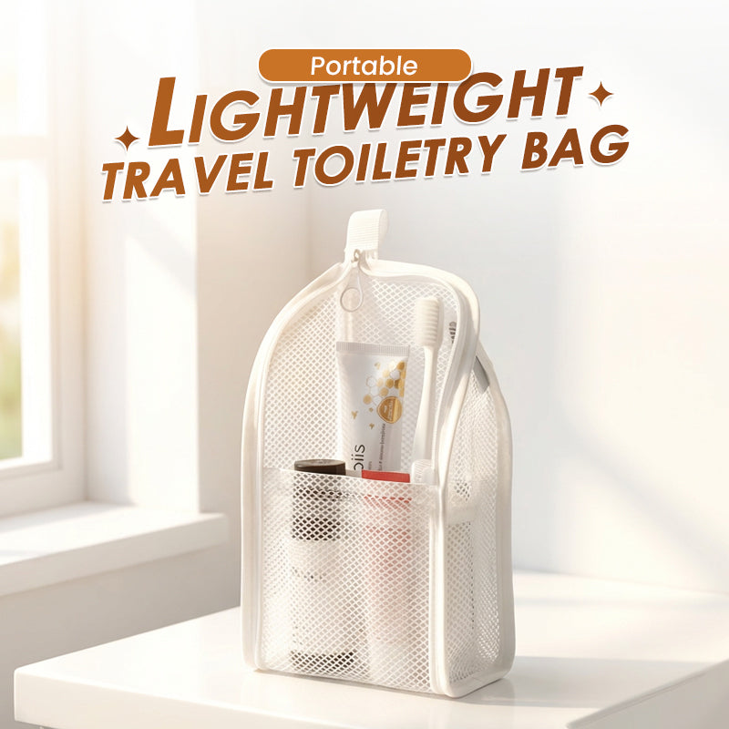 Portable Lightweight Mesh Travel Toiletry Bag — Breathable, Quick-Dry, Zipper Closure for Travel & Gym