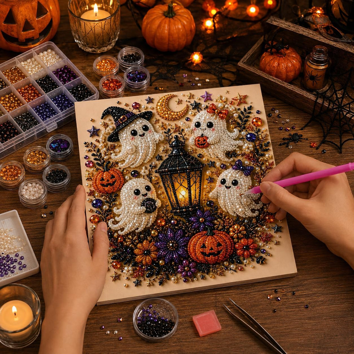 Halloween Pearl Art DIY Kit – 3D Pearl Bead Craft Set