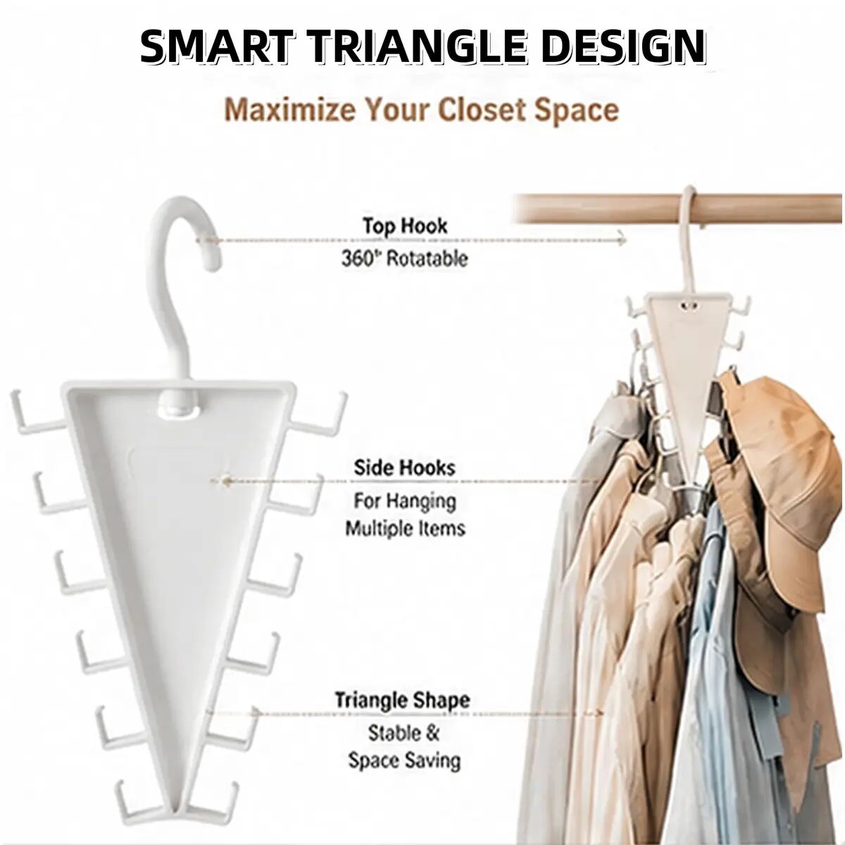 🧥[BUY 1 GET 1 FREE] 360° Rotating V-Shaped Closet Organizer👗