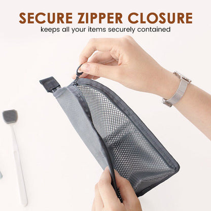 Portable Lightweight Mesh Travel Toiletry Bag — Breathable, Quick-Dry, Zipper Closure for Travel & Gym