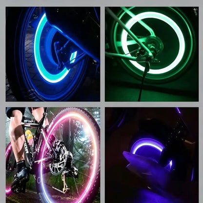 2 Pack Waterproof LED Tire Valve Stem Lights, Neon Glowing Wheel Accessories for Bicycles, Motorcycles, Electric Scooters & Cars, Night‑Time Safety Decor Lights