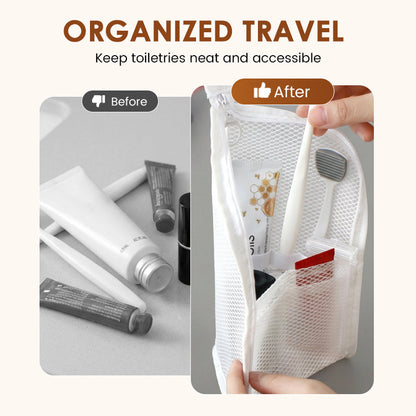 Portable Lightweight Mesh Travel Toiletry Bag — Breathable, Quick-Dry, Zipper Closure for Travel & Gym