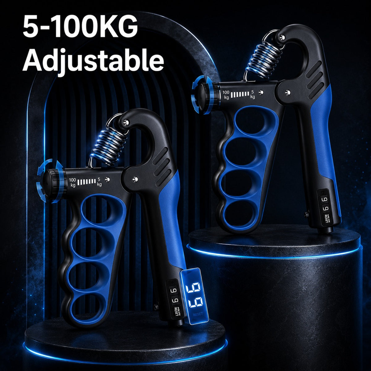 Mechanical Grip Trainer – Adjustable 5–100KG Hand Strengthener with Counter