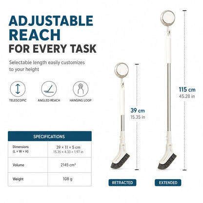 🪥🫧 Extendable Long Handle Floor Scrub Brush — No-Bend Cleaning, 🧹✨ 2cm Slim Head for Bathroom Corners & Tiles