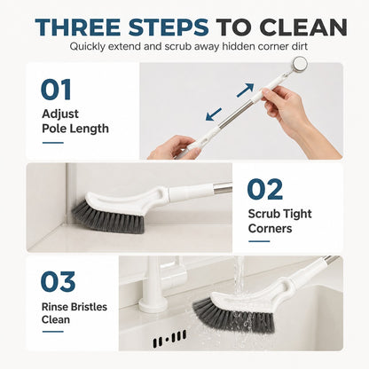 🪥🫧 Extendable Long Handle Floor Scrub Brush — No-Bend Cleaning, 🧹✨ 2cm Slim Head for Bathroom Corners & Tiles