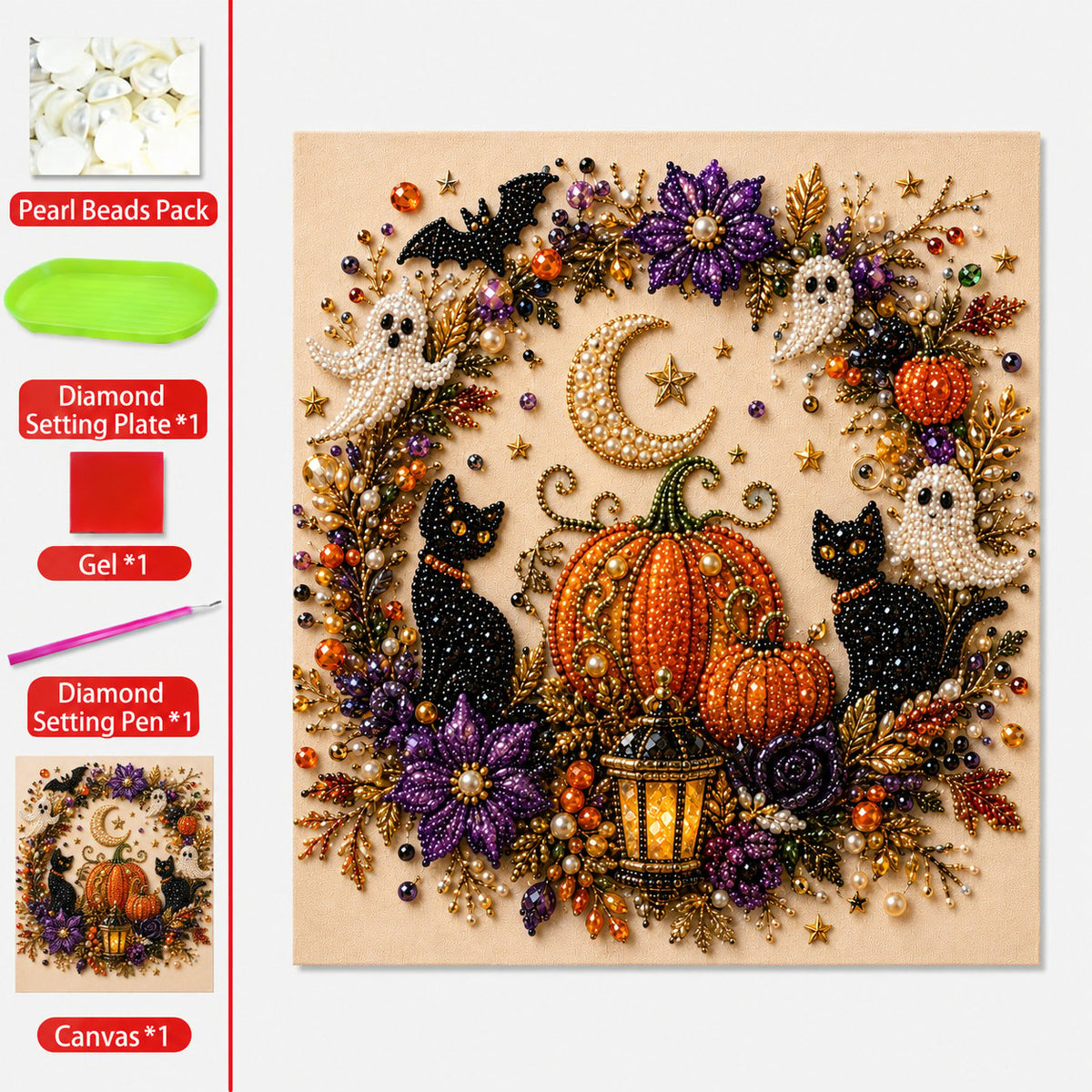 Halloween Pearl Art DIY Kit – 3D Pearl Bead Craft Set