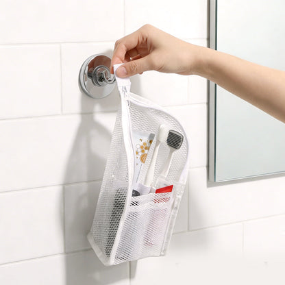 Portable Lightweight Mesh Travel Toiletry Bag — Breathable, Quick-Dry, Zipper Closure for Travel & Gym