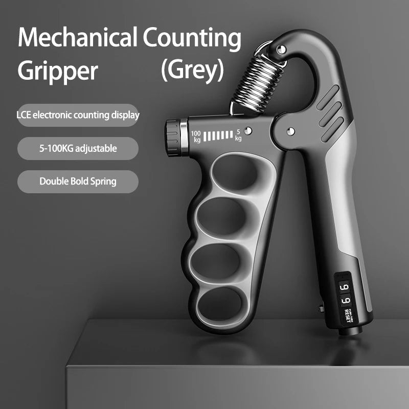 Mechanical Grip Trainer – Adjustable 5–100KG Hand Strengthener with Counter